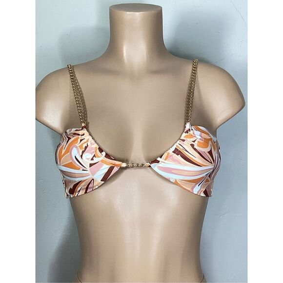 New. L*SPACE orange paisley chain bikini top. Medium. Retails $99 - Picture 5 of 11